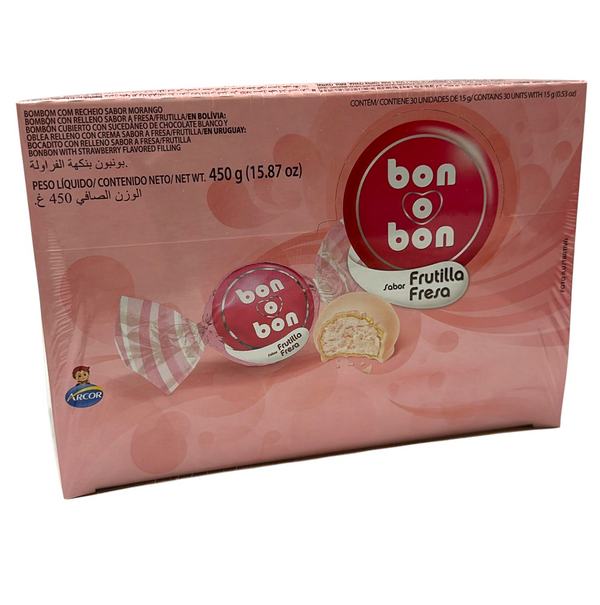 Arcor Bon o Bon Sabor Frutilla Fresa 12/450g/15.87Oz (pz)