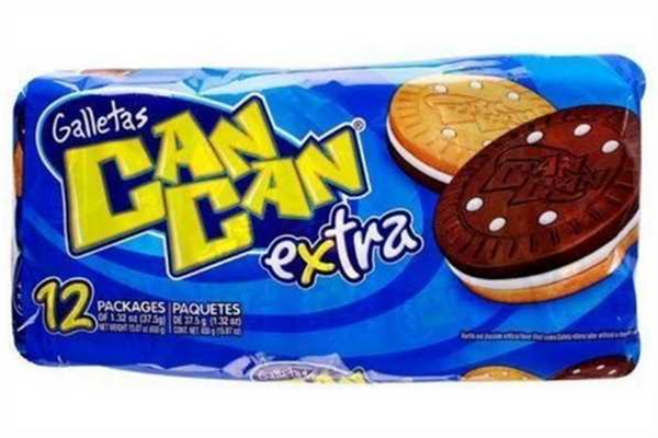 020302 Galletas Can Can Xtra Chocolate Vainilla 12/450 gr/15.87Oz (Box)