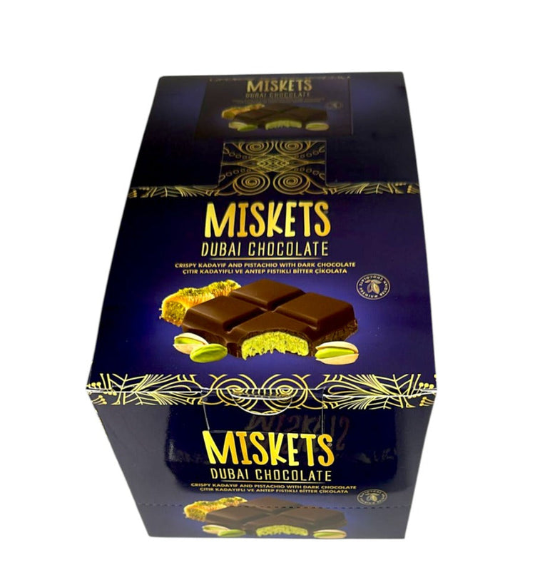 Chocolate negro Dubai Miskets 12/72 piezas/100 g (Pz)